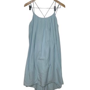 Freeiah Light Blue Puff Lyocell Linen Criss Cross Balloon Sun Dress Women Size M